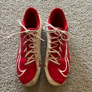 Nike Red and White Men’s Baseball Shoes
